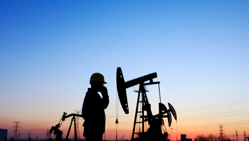 Man working mineral rights on land